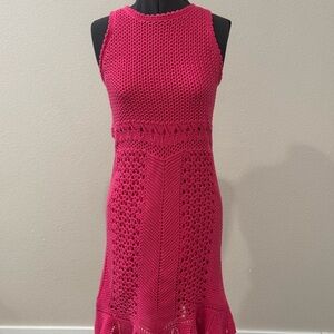 Lilly Pulitzer Vibrant Pink Crochet Midi Dress